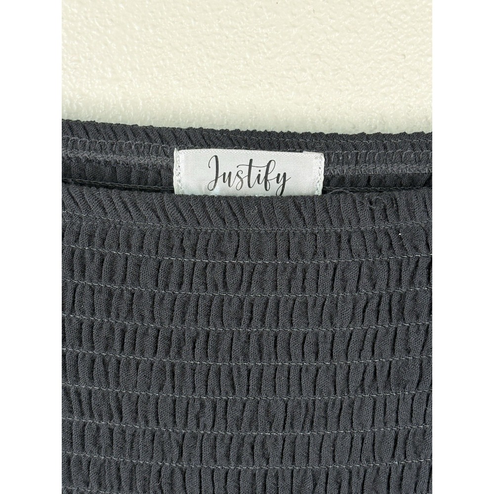 Justify Black Smocked Strapless Maxi Dress XL Tube Embroidery Lace Resort wear - Picture 5 of 8